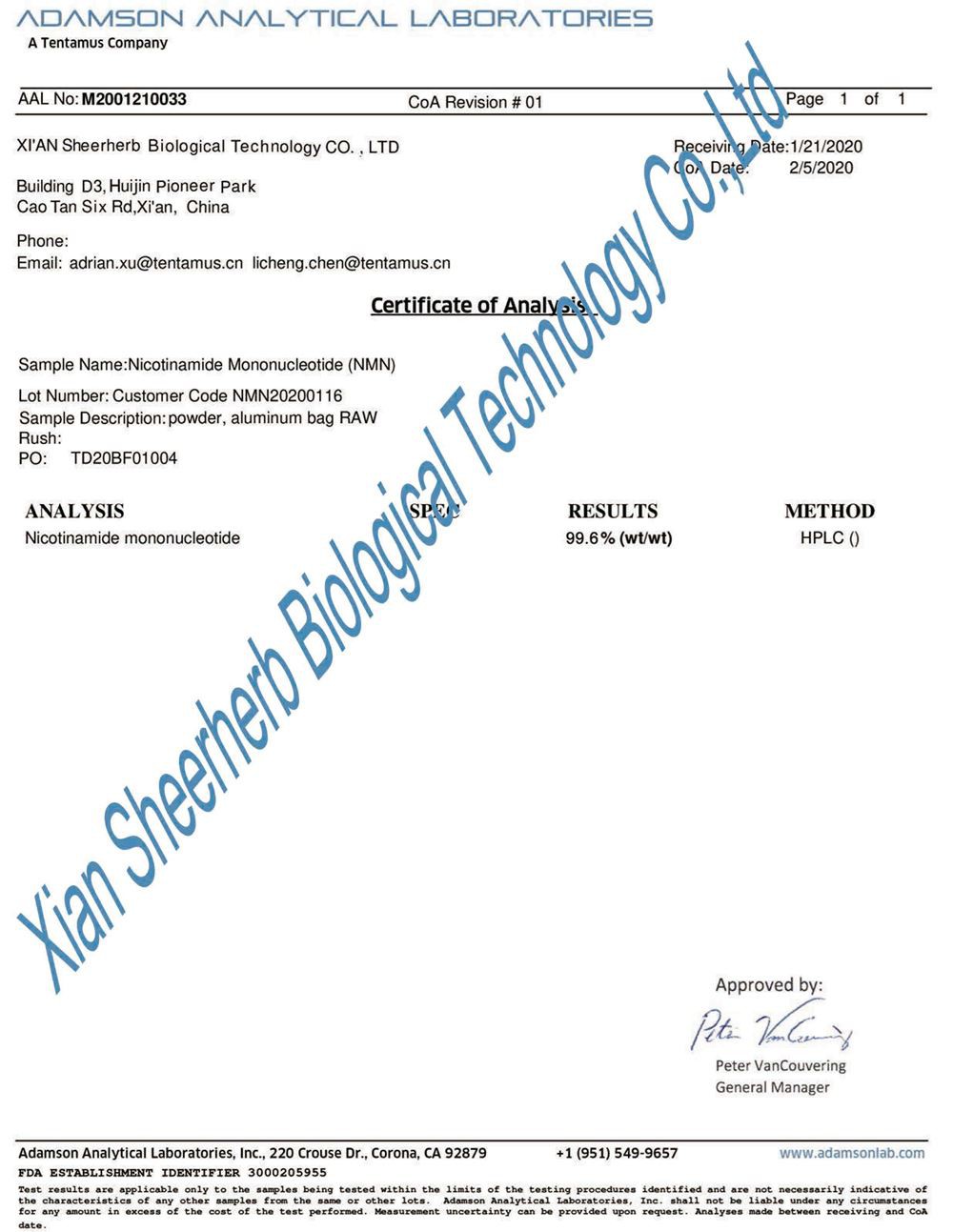 product-1000-1293 β-Nicotinamide Mononucleotide detection map(1)